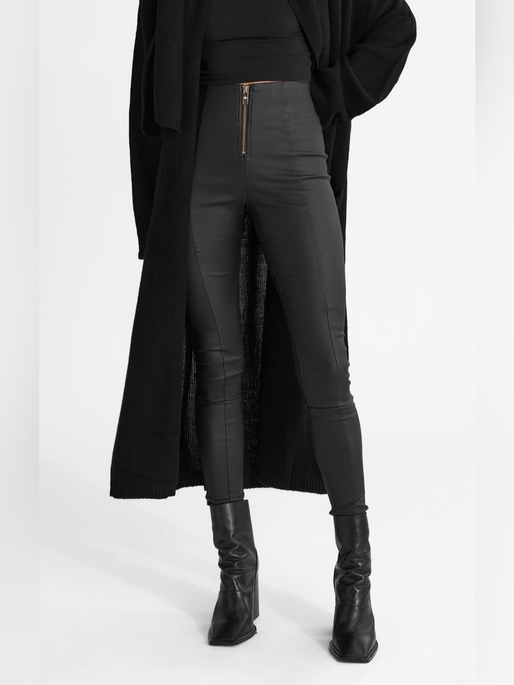 All Things Golden High-Rise Black Faux-Leather Leggings